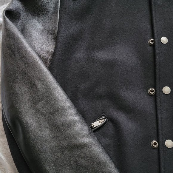 Saint Laurent YSL "HEAVEN" Teddy Bomber Jacket Black Leather & Wool - Picture 3 of 16